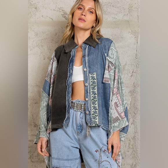 POL patchwork oversized top - Picture 2 of 8